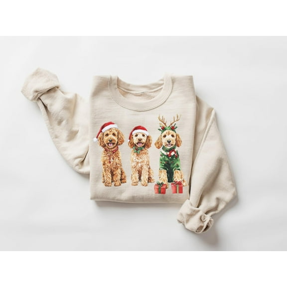 Velto Goldendoodle Happy Holiday Sweatshirt, Golden Doodle Happy Holiday Shirt, Dog Mom Holiday Shirt, Dog Lover Xmas Gift, Holiday Sweater,New Year Shirt All Size S-3XL
