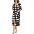 thumbnail image 5 of WBQ Women's Zipper Front House Coat Plaid House Dresss Short Sleeves Robe Zip up Bathrobes Loose Casual Nightgown Christmas Plaid Housecoat with Pockets, S-2XL, 5 of 6
