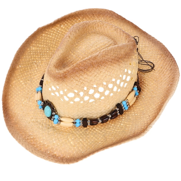 Sombrero de vaquero de paja, sombrero de vaquera occidental, sombrero de playa para el sol, sombrero tejido de verano para hombres y mujeres, viajes, playa, senderismo y actividades al aire libre