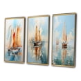 thumbnail image 3 of Designart "Watercolor Sails Sailboat" Nautical & Beach Framed Wall Art Set Of 3 - Multi-Color Boat Sailing Frame Gallery Set For Office Decor, 3 of 6