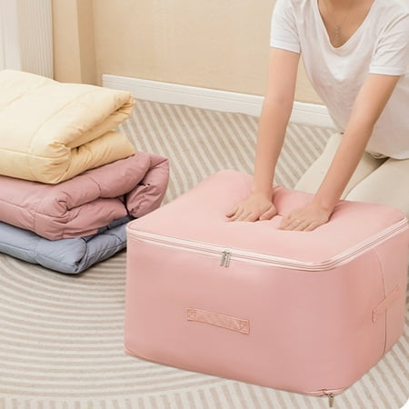 SouMaox Satin Quilt Storage Bag Foldable Moving Organizer Blanket Container Sorting Household Bedding for Closet Wardrobe Management