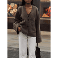 thumbnail image 4 of Cárdigan informal de manga larga para mujer, suéter holgado de un solo pecho con bolsillo y cuello en V, ropa de calle para otoño, 2024, 4 of 5