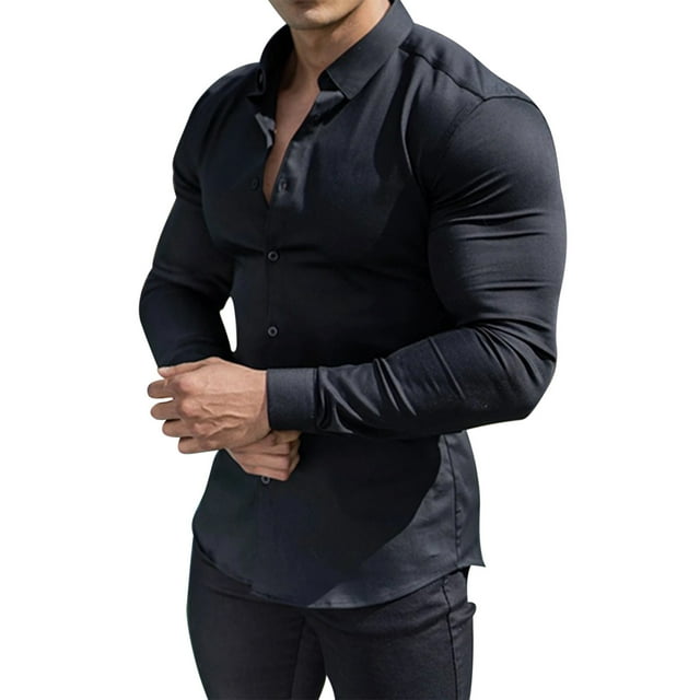Chemise à Manches Longues Homme Décontractée Unie Col Rabattu Boutonnée Chemise à Manches Longues Chemises pour Hommes Manches Longues Homme Chemise à Manches Longues Homme Chemises Manches Longues Chemises en Lin pour Hommes Manches Longues