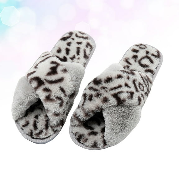 COSMOBETTY 1 Pair Comfortable Grey Slipper Fuzzy Slippers for Women