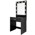 thumbnail image 4 of IVV Warm Light Cannon Dressing Table - Large Mirror Single Drawer for Storage Sleek Black Finish - Ideal for Makeup Organization and Modern Bedroom Decor, 4 of 8