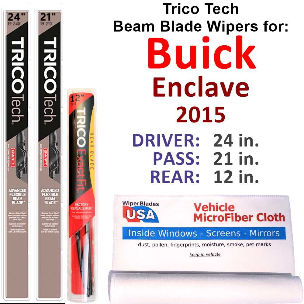 2015 Buick Enclave Beam Blade Wipers (Set of 3) w/Rear Wiper