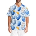 thumbnail image 2 of Resicozy Mens Easter Scrub Tops Bunny Egg Printed Scrubs Short Sleeve Holiday Working Uniform with Pockets Blue 4XL, 2 of 7