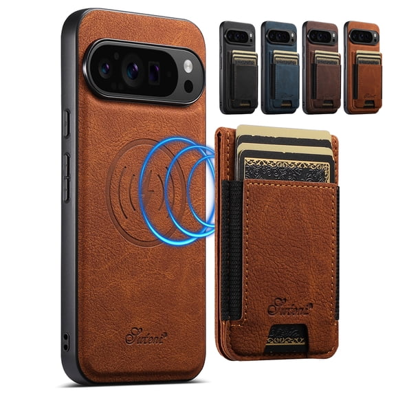 Allytechgroup for Google Pixel 10 /10 Pro Wallet Case, 2 in 1 Design Detachable Magnetic Back Cover Shockproof Anti-Scratch Slim [Compatible with Magsafe] Stand Retro PU Leather Case for Women Men