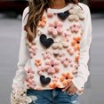 thumbnail image 3 of VALMASS Chandails en Molleton Col Rond pour Femmes Saint-Valentin Imprimé Floral Manches Longues Mode Décontractée Blouses Sans Capuche (TG, Beige), 3 of 3