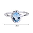thumbnail image 5 of Blue Rhinestone Ring for Women Adjustable Silver Opening Ring Cubic Zirconia Jewelry Accessory for Wedding Engagement, 5 of 7
