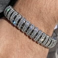 thumbnail image 2 of Mens Hip Hop Bracelet Micro Pave Iced Box Lock Silver Tone Bling Out 8.5" Inch x 16MM Thick, 2 of 9