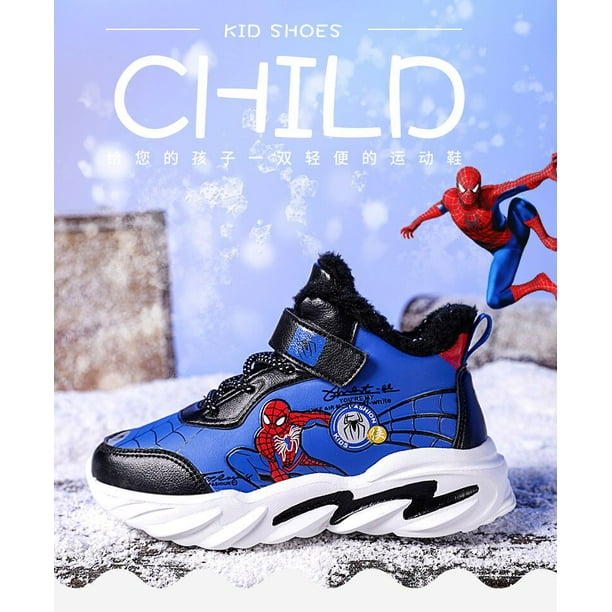 Zapatos informales gruesos y cálidos de dibujos animados de Disney para niños y niñas, zapatos deportivos para estudiantes, zapatos para correr, zapatos de algodón, plantilla 36 de 23,0 cm Gao Jinjia LED