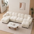 thumbnail image 5 of HUMEHA 131.5" 4-Seater Modular Sectional Sofa Beige with 2 Ottomans, U-Shaped Cloud Couch, Oversized Glossy Chenille Sofa Set with Petal Cushions & Padded Arms, 5 of 13