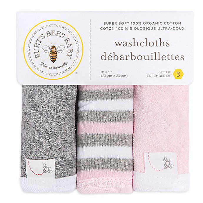 Burt's Bees Baby Super Soft 100% Organic Cot Absorbent Knit Terry Washcloths 