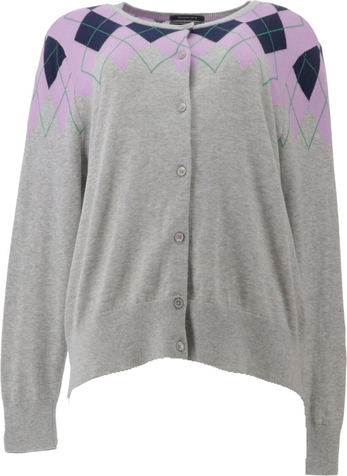 Slv Argyle Cardigan Grey Heather Petite 