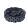 thumbnail image 5 of American Home Classic Jasper 17" Round Traditional Velvet Ottoman in Silver, 5 of 6