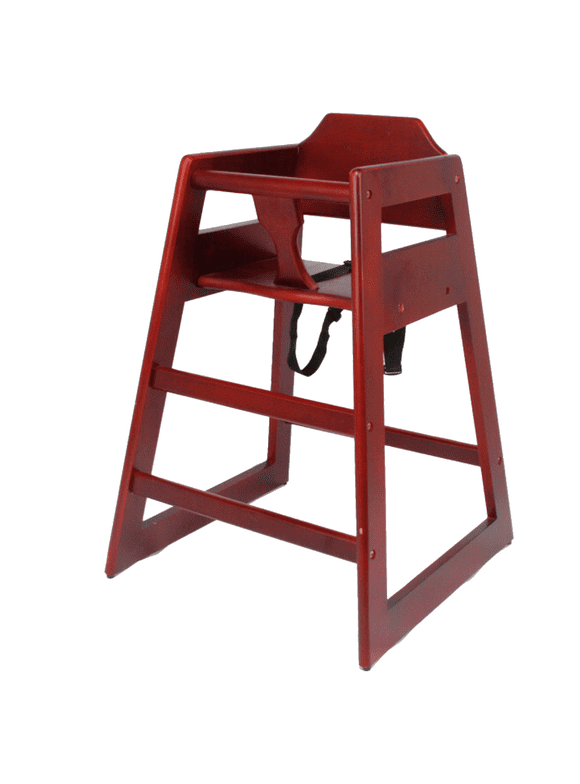 Gamla Wooden High Chair with Mahogany Finish - Comfort & Safety for All Ages - Perfect for Home & Restaurant