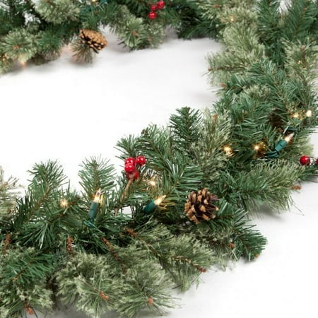 classic pine 9 ft pre lit garland with berries and pine classic pine 9 ft pre lit garland with berries and pine