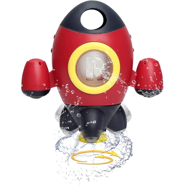 Juguetes de baño - Juguetes de baño para niños pequeños de 1 a 3 años - Agua pulverizada con cohete espacial con fuente giratoria Juguetes para bañera y ducha - Juguetes de baño pa