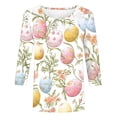 thumbnail image 5 of Easter Shirt for Women Watercolor Eggs And Floral Graphic Tunic Three Quarter Sleeve Crewneck Soft Stretch Fabric Festival Apparel Gift For Women, 5 of 6