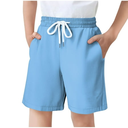 FAIWAD Toddler Boys Girls Shorts Casual Drawstring Elastic Wasit Pants Kids Knee Length Summer Pants with Pockets