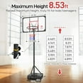 thumbnail image 2 of Kids Basketball Hoop Outdoor 4.82-8.53ft Adjustable, Portable Basketball Hoops & Goals for Kids/Teenagers/Youth in Backyard/Driveway/Indoor, with Enlarged Base and PC Backboard, 2 of 15