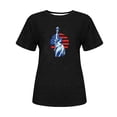 thumbnail image 4 of Tops Cortos para Mujeres Bandera de Moda Impresa Cuello Redondo, Camiseta de Manga 3/4 para Uso Diario, Casero Y Cómodo, 4 of 4
