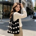 thumbnail image 3 of BZPIZ Knitted Heart-Patterned Tote Bag for Women, Large Beach Bag Shoulder Bag for Work School Beach Travel and Shopping Grocery, Gift for Women Men, 3 of 6
