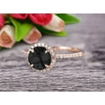 thumbnail image 2 of 1.75 Carat Round Cut Black Diamond Moissanite Engagement Ring Wedding Anniversary Gift On 10k Rose Gold Halo Design, 2 of 5