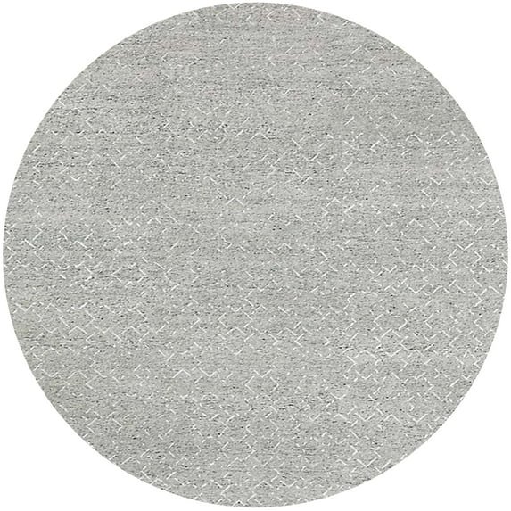 Ahgly Company Machine Washable Indoor Round Industrial Modern Platinum Silver Gray Area Rugs, 8' Round