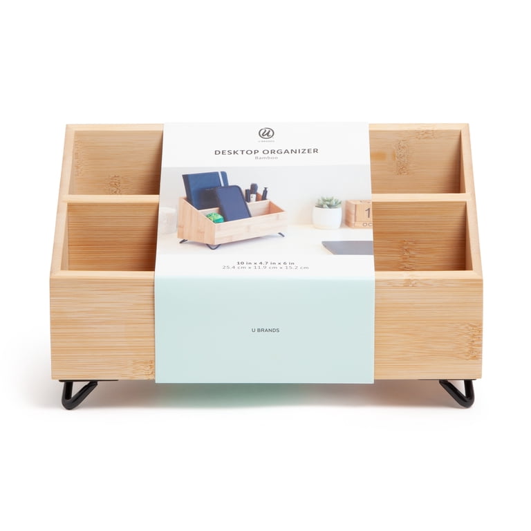 U Brands Verona Desktop Organizer, Bamboo, 3-Compartment photo 7