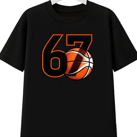 Boys' Basketball Number 67 Jersey T-Shirt, T-Shirt for Kids Youth, 180gsm, 100% Cotton