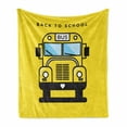 thumbnail image 1 of School Bus Soft Flannel Fleece Throw Blanket, Funky Illustration of 4 Wheel Transport, Cozy Plush for Indoor and Outdoor Use, 70" x 90", Yellow, by Ambesonne, 1 of 6