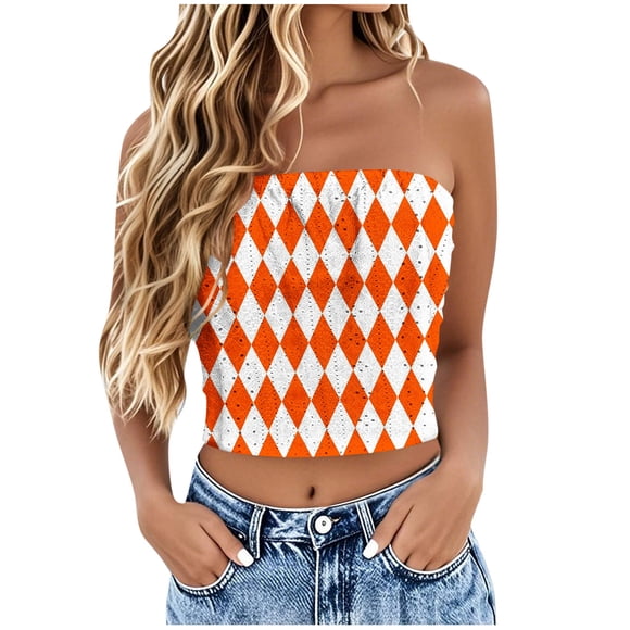 Tube Top for Women, Sleeveless Strapless Solid Color Polyester Top for Casual Summer Wear, Regular Length, Black L