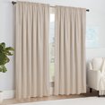 thumbnail image 2 of 100% Blackout Curtains, Linen Textured Blackout Curtains No Light, Rod Pocket Black Out Curtains & Drapes for Living Room Bedroom-Set of 2 Panels (50" X 72", Oatmeal), 2 of 8