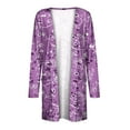 thumbnail image 5 of Herrnalise Jackets For Women Printing Long Sleeve Casual Tops Blouse With Pocket Cardigan Outwear Shackets For Women 2024 fall Purple,XXL, 5 of 5