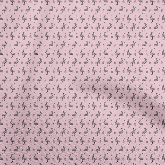 oneOone Rayon Light Pink Fabric Animal Sewing Craft Projects Fabric Prints By Yard 56 Inch Wide