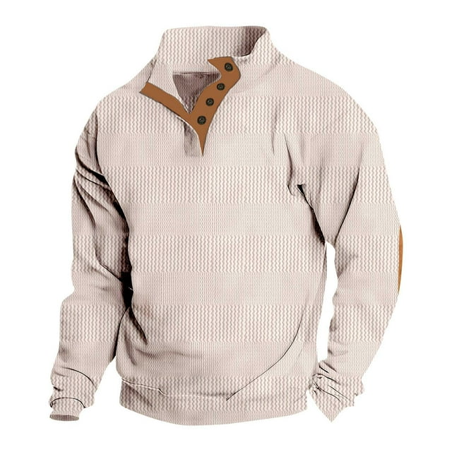 Styesk Mens Shirts Man Leisure Solid Color Hoodless Weave Keep Warm Head Cover Long Sleeves Sweater