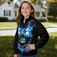 thumbnail image 3 of Uorisanigo Girls Half Zip Pullover Sweatshirt Oversized Sweatshirts Loose Blue Lightning Skull Long Sleeve Sweaters Pullover Tops Jackets Fall Trendy Winter Clothes Athletic Top Size 11-12, 3 of 7