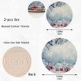 thumbnail image 3 of FREEAMG 2 Pcs Cotton Christmas Winter Decor Pine Balls Woven Pot Holder Trivets Set,Round Coasters Placemat for Cooking Baking Hot Dish Pan Pot Bowl Teapot(7&9 Inches), 3 of 6