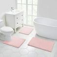 thumbnail image 3 of Walensee Non-Slip Bathroom Rugs Chenille Soft Striped Plush Bath Mat, 17" x 24", Blush, 3 of 7