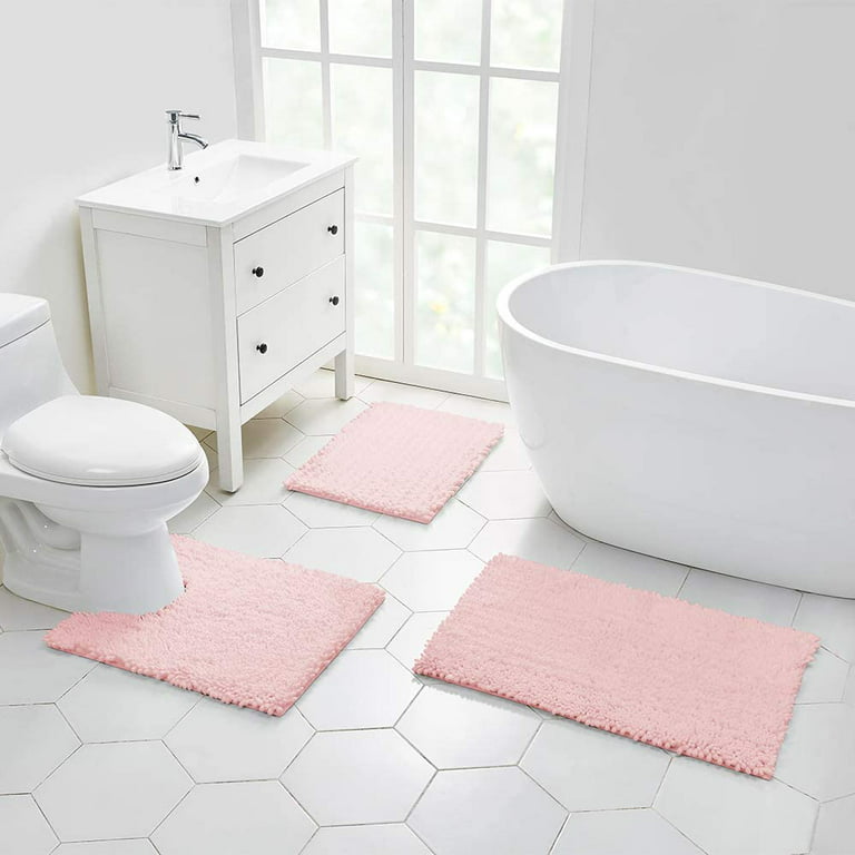 Large Bathroom Rug Non Slip Bath Mat (72x24 Inch Blush) Water