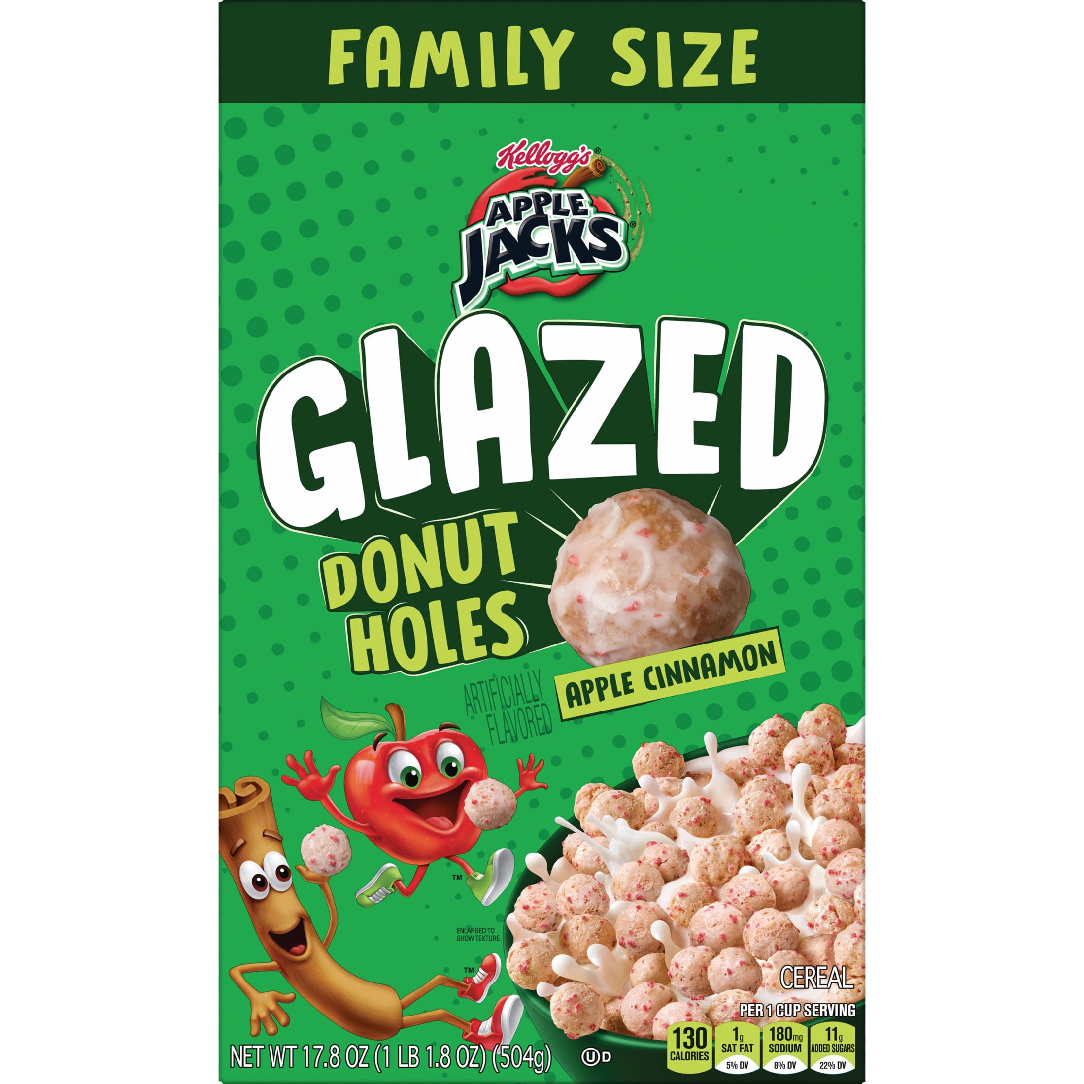 Kellogg's Apple Jacks Glazed Donut Holes Apple Cinnamon Breakfast