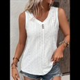 thumbnail image 4 of Camiseta Sin Mangas para Mujer, Conjuntos de Verano, Camisetas con Cuello en V, Camisetas Modernas con Ojales, Ropa Básica Sin Mangas para Vacaciones en la Playa 5XL, 4 of 7