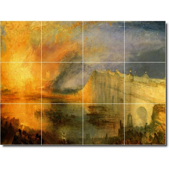 Ceramic Tile Mural-Joseph Turner Historical Backsplash Tile Mural 29. 17" w x 12.75" h using (12) 4.25 x 4.25 ceramic tiles