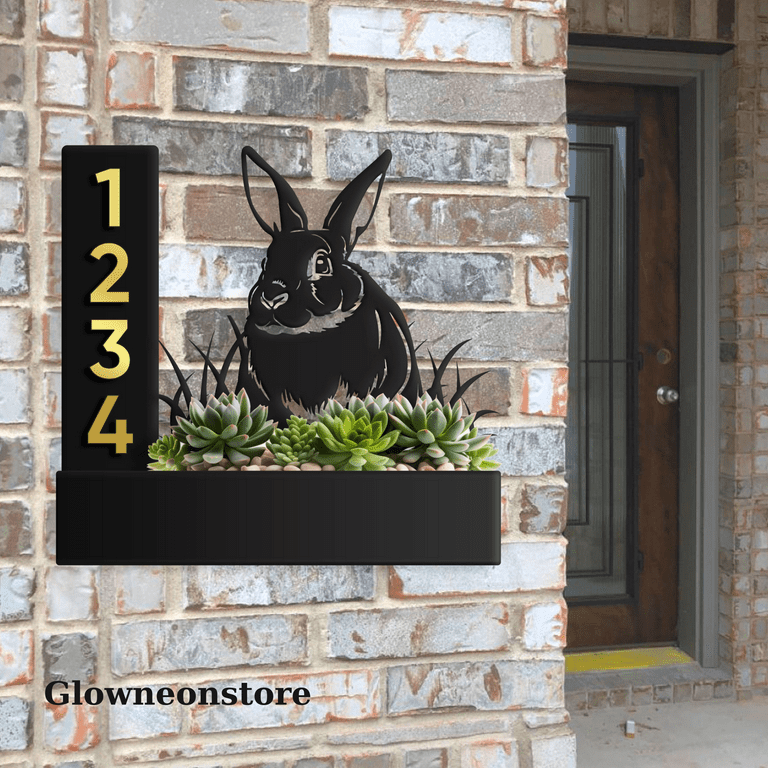 Glowneon Custom Bunny Succulents Planter House Number Address Sign -  Walmart.com
