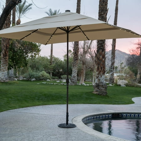 Coral Coast 8 x 11 ft. Rectangular Aluminum Market Solar Lighted Patio Umbrella