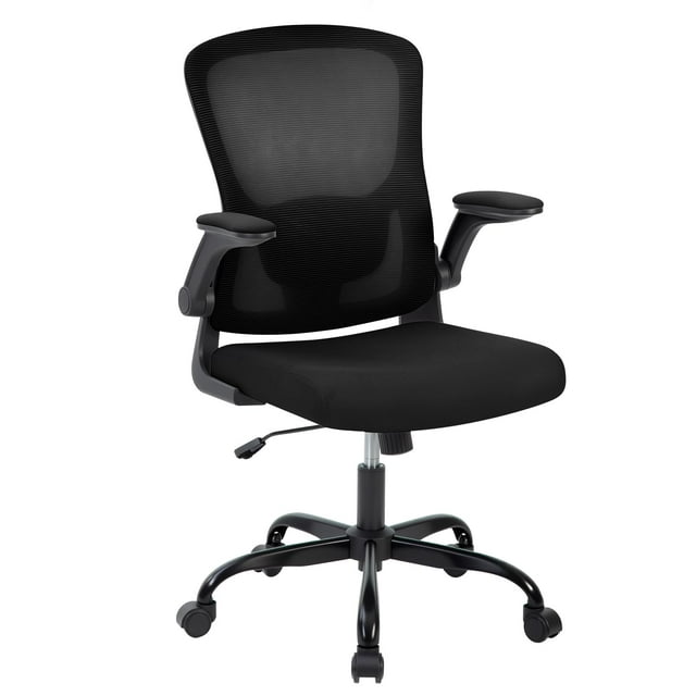 EDTara 330LBS Capacity Ergonomic Mesh Desk Chair, Reclining Computer Chair with Flip-Up Armrests, Metal Base & Swivel Casters
