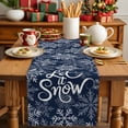 thumbnail image 4 of Burlap Table Runner 48 Inches Long,Winter Xmas Snowflake Texts Non-Slip Kitchen Table Runners for Dining Room Everyday Use Party Table Decorations Geometric Christmas, 4 of 9
