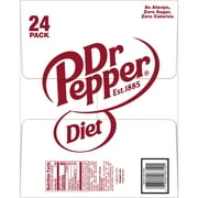 Diet Dr Pepper Soda Pop, 12 fl oz, 24 Pack Cans